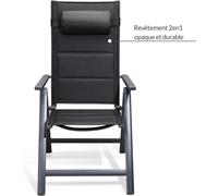 Set de 2 chaises de jardin aluminium dossier réglable 8 positions rembourrage max. 120kg chaise à dossier haut chaise pliante terrasse anthracite