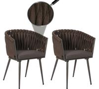 Mendler Chaises de jardin HWC-N38 – aluminium, corde oléfine, coussin gris foncé – Lot de 2