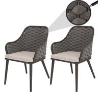 Mendler – Lot de 2 chaises de jardin HWC-O16, aluminium, corde tressée Rope, coussin taupe