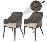 Set De 2 Chaises De Jardin En Aluminium Hwc-O16, Chaise D'extérieur, Olefin (200 G/M²) Corde Tressée Rope Anthracite Coussin Taupe Gris