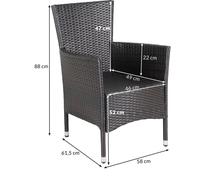Set de 2 chaises de jardin en polyrotin 88 x 59 x 59 cm brun Fauteuils avec coussins 7 cm Mobilier de jardin extérieur