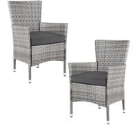 Set de 2 chaises de jardin en polyrotin 88 x 59 x 59 cm gris Fauteuils avec coussins 7 cm Mobilier de jardin extérieur