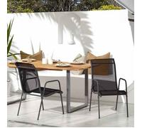 Set de 2 Chaises de Jardin - (par siège) : 110 kg&Anti Intempéries - textilène - noir - 51 x 66 x 88 cm @tlh12n