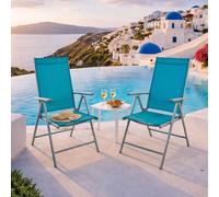 set de 2 chaises de jardin pliantes en aluminium - textile gris argenté/pétrole