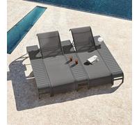 Set De 2 Chaises Longues Inclinables Et 3 Tables D'appoint En Acier Marietta Gris Graphite Gris