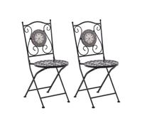 Set de 2 Chaises Pliantes d'Extérieur en Métal Noir Style Vintage Décoratio
