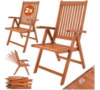 Set de 2 chaises pliantes Vanamo en bois d'eucalyptus Chaise de jardin pliable Chaise en bois