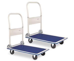 Set de 2 Chariots Plateformes Stagecaptain Platformer, Charge max 150 kg | Chariot de transport pratique pour entrepôts, déménagements ou travaux de jardin, Protection de bord gommée, 5 cm, 5 x 84 cm