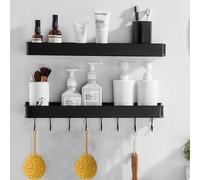 Set de 2 étagères de douche - organisateur de salle de bain - 40 cm - noir - aluminium