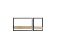 Set de 2 etageres murales coloris chene / noir --
