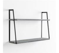 Set de 2 étagères murales Eloi 2 niveaux gris, bois de paulownia Gris G