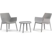 Set de 2 fauteuils de jardin en plastique renforcé de fibres de verre avec table assortie - design moderne, ergonomique et résistant aux intempéries, idéal pour le jardin, la terrasse et le bord de la