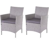 set de 2 fauteuils de jardin en poly rotin Halden, fauteuil en osier ~ gris, coussin anthracite