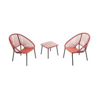 Set De 2 Fauteuils + Table Basse Terracota Acapulco Marron