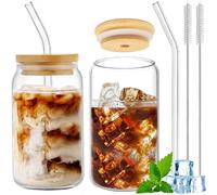 Set de 2 Gobelets en Verre Style Canette avec Pailles
