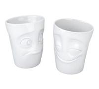 Set de 2 Gobelets Joyeux et Perplexe en porcelaine Tassen BLANC G