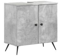 Set de 2 Meubles Salle de Bain BREDA, Bois Ingénierie, Gris Béton | Portes réversibles, rangement spacieux, design gain de place, entretien facile, fixation murale incluse