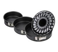 Zenker Set de 2 Moules à Manqué + 1 à Savarin Collection Black Metallic, Charnière, Rond, Acier Noir, Diamètres 20 cm + 24 cm + 28 cm