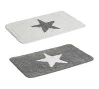 Set de 2 pack de 2 tapis de bain rectangulaire antidérapant en microfibre 100% polyester coloris gris/blanc - Longueur 60 x Profondeur 40 cm -JUANIO- Gris G