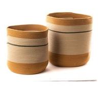 Set de 2 paniers esprit ferme - Amadeus - Jaune - Tissu Jaune G