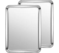Set de 2 plaques à pâtisserie en acier inoxydable 31.5 x 24.5 x 2.5cm rectangulaires, résistant à la rouille et au lave-vaisselle