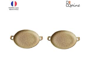 Set de 2 plateaux à fruits style wabi-sabi - effet marbre blanc - 31×25×2 cm