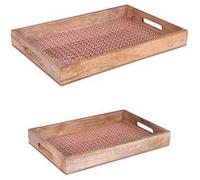 Set de 2 plateaux rectangulaires Atika de 40 et 45 cm - Table Passion - Marron - Marron G