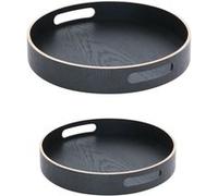 Set de 2 plateaux ronds 35.5 cm et 40,5 cm noir en bois - Table Passion - Noir - Bois De Saule Noir G