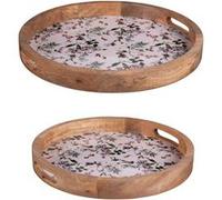 Set de 2 plateaux ronds Champêtre en manguier 35 et 40 cm - Table Passion - Vert - Bois De Manguier Vert G
