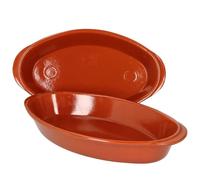 Set de 2 plats à four ovales - MAMBOCAT - 33x19 cm - Argile - Capacité 1 3L - Style Classique