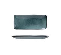 Set de 2 plats rectangulaire en céramique au grés du temps bleu (22x10cm) - GALET -