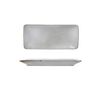 Set de 2 plats rectangulaire en céramique au grés du temps gris (22x10cm) - GALET -