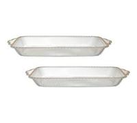 Set de 2 plats rectangulaire en plastique transparent texturé avec contour doré (L41 cm) - - ALTOBUY Transparent