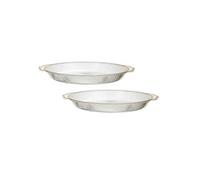 Set de 2 plats rond en plastique transparent texturé avec contour doré (L38,5?cm) - -