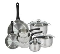 Set de 2 poêles 20 28 cm, 3 casseroles 12 16 20 cm et 3 faitouts 16, 20 et 24 cm en inox Fackelmann Geneva