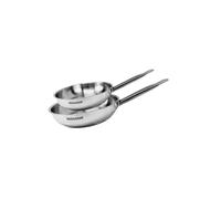 Fackelmann Set de 2 Poêles 20 et 24 cm Tous Feux et Induction Sans PFAS Manche Inox Riveté Acier Inoxydable 18/8 Gris