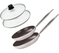 Set de 2 Poêles 24 et 28 cm céramique sans et 2 couvercles Bistro Line Elo