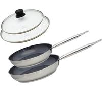 Set de 2 Poêles 24 et 28 cm céramique sans et 2 couvercles en verre Profi Therm Platinum Elo