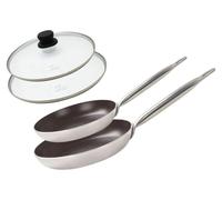 Set de 2 Poêles 24 et 32 cm céramique sans et 2 couvercles Bistro Line Elo