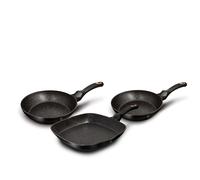 Set de 2 Poêles à Frire 1 Grill Induction 20-24-28cm Aluminium, Antiadhésif Be