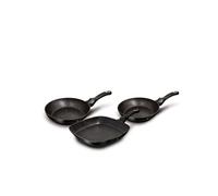 Set de 2 Poêles à Frire 1 Grill Induction 20-24-28cm Aluminium, Antiadhésif Berlinger Haus Black Rose Noir