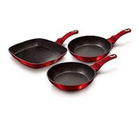 Berlinger Haus Burgundy Set de poêles à frire + poêle à griller 20-24-28cm induction aluminium antiadhésif rouge