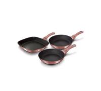 Set de 2 Poêles à Frire 1 Grill Induction 20-24-28cm Aluminium, Antiadhésif Berlinger Haus I-Rose Rose