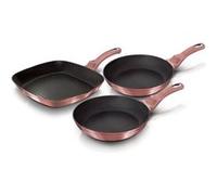 Berlinger Haus I-Rose Set de poêles à frire + poêle à griller 20-24-28cm induction aluminium anti-adhésif rose