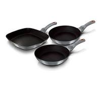Berlinger Haus Moonlight Set de poêles à frire + poêle à griller 20-24-28cm induction aluminium antiadhésif Gris