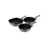 Set de 2 Poêles à Frire 1 Grill Induction 20-24-28cm Aluminium, Antiadhésif Berlinger Haus Moonlight Gris