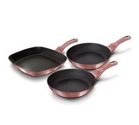 Berlinger Haus I-Rose Set de poêles à frire + poêle à griller 20-24-28cm induction aluminium anti-adhésif rose