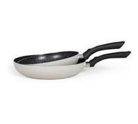 Set de 2 poeles aspect pierre - LIVOO - MEN124GR - Revetement antiadhésif - Ø 24 et 28 cm - Manche silicone - Tous feux