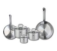 ELO 9503350 Batterie de cuisine 5 pièces, Set de 2 Poêles de cuisson 24 et 28 cm et 3 faitouts 12, 16 et 20 cm Elo Profi Citrin, inox, induction, Gris Pierre