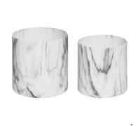 Set de 2 pots céramique/marbre noir et blanc D12/D15cm - Atmosphera Créateur d'intérieur
